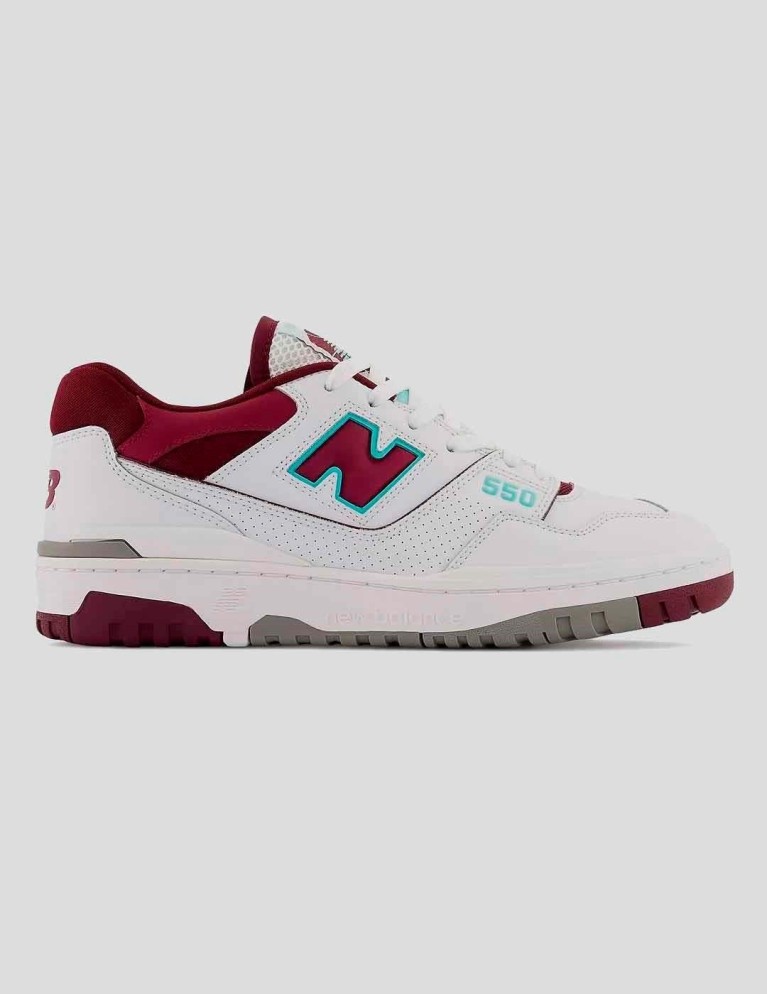 Zapatillas NEW BALANCE 550 white burgundy cyan